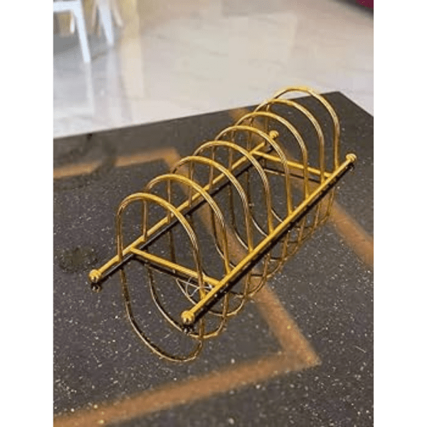 حامل اطباق ستانلس ستيل ذهبى لـ 7 قطع