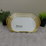 طقم صواني تقديم أكليريك 3 قطعه HOUSE بيضاوي
