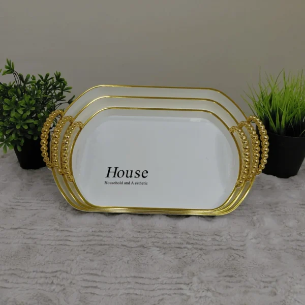طقم صواني تقديم أكليريك 3 قطعه HOUSE بيضاوي - اخضر